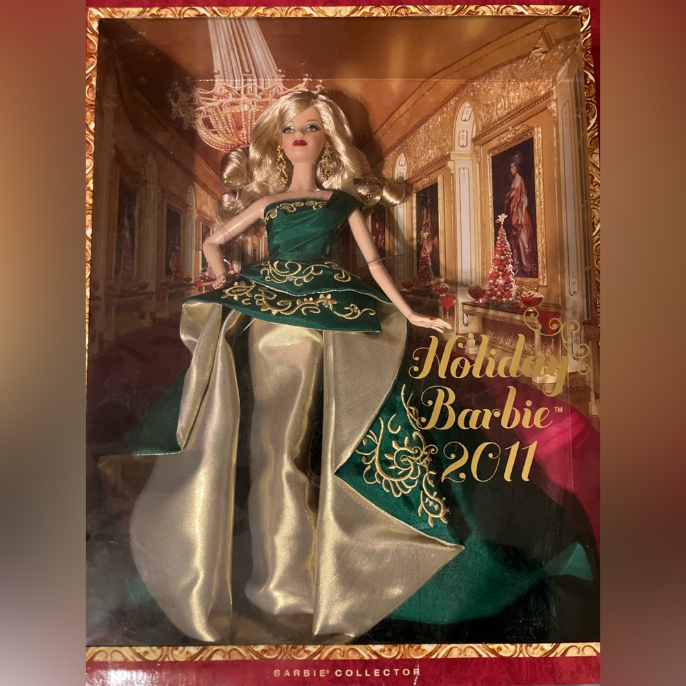 Holiday Barbie 2011 Edition. H 13 1/2 inch W 11 inches B 3inchs